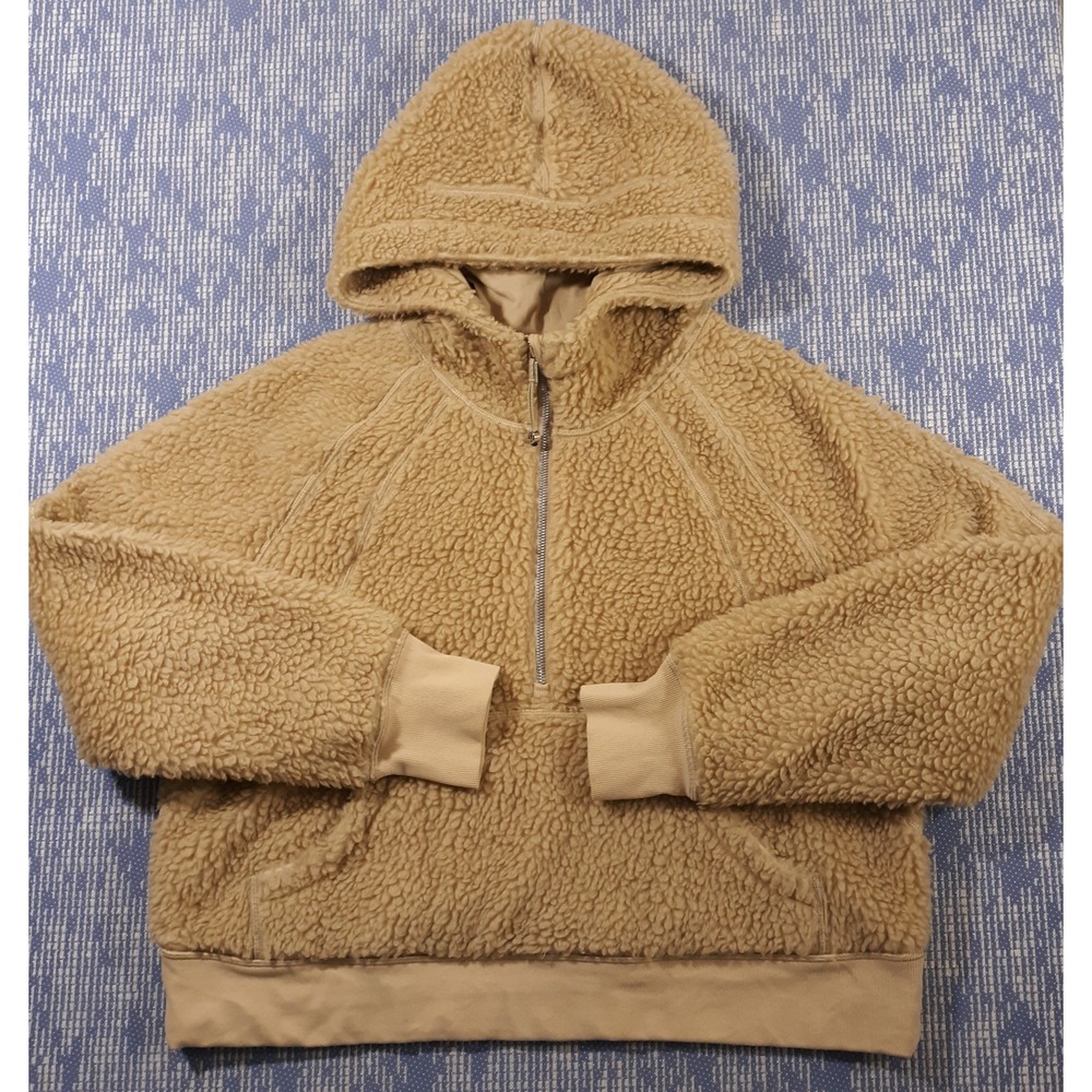 Lululemon Jacket 1/2 Zip Pullover Sherpa Fleece Hooded Lined Cozy Womens L